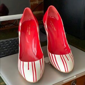Sergio Rossi red and white patent leather heels